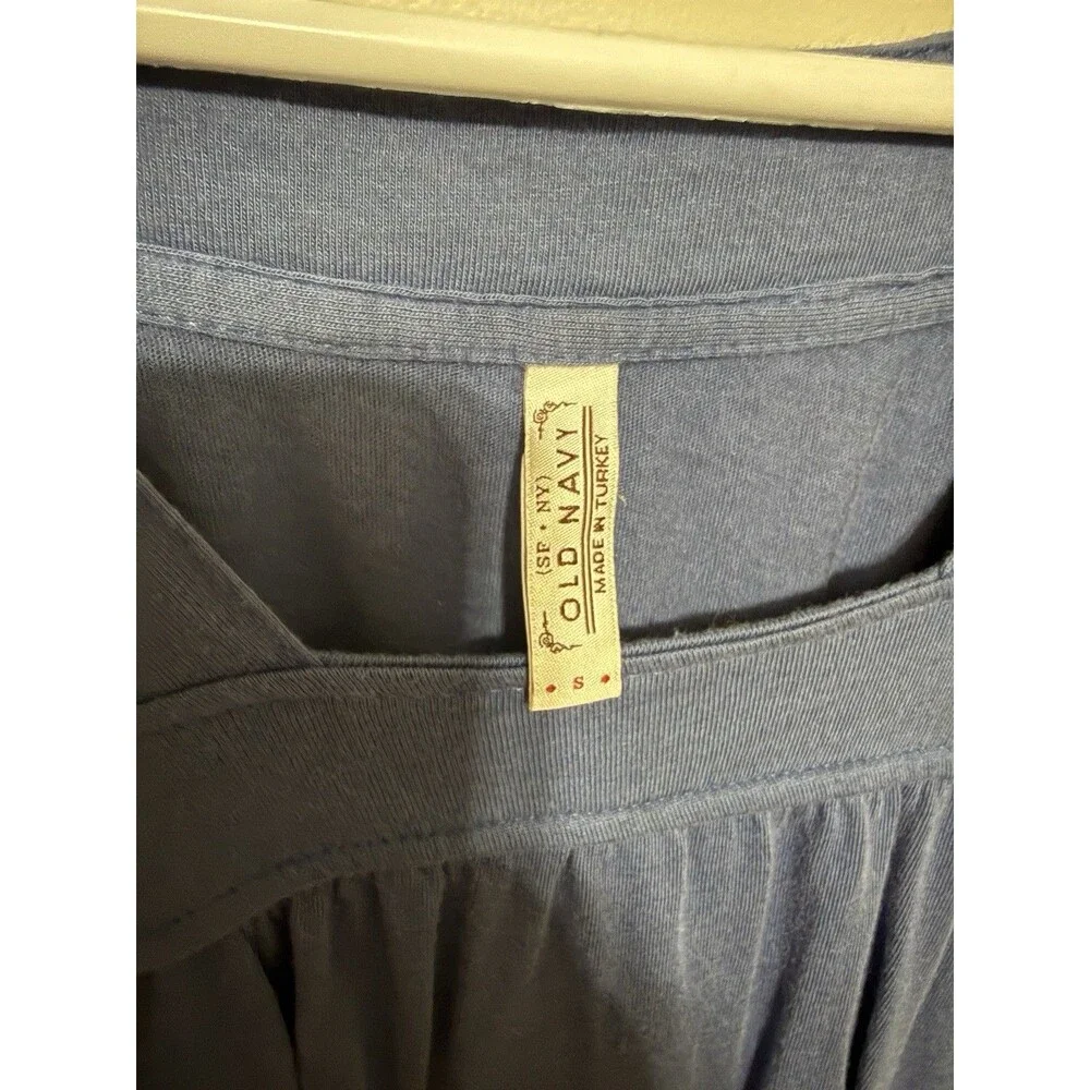 Old Navy Y2K Blue Babydoll Top Womens S Shrt Sleeve Square Neck Boho 2000s *read